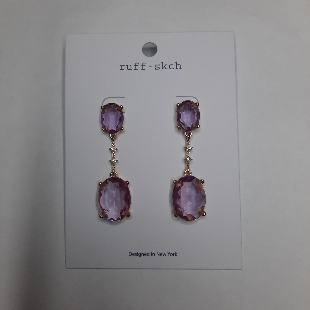 Ruff-Skch Purple Stone Dangling Earrings